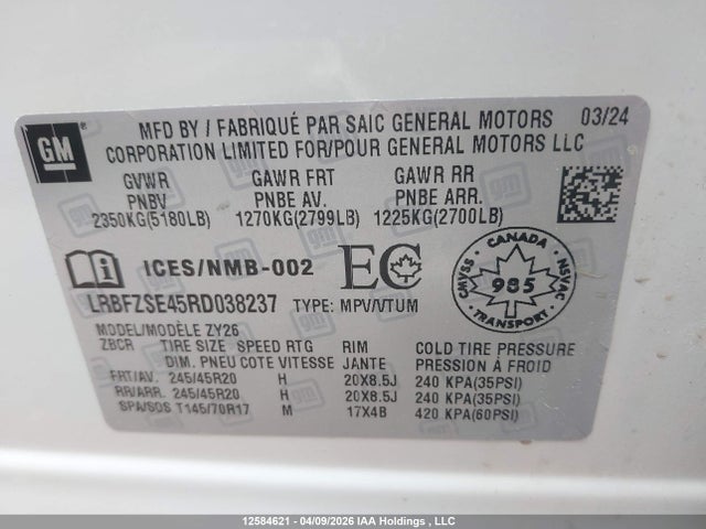 Aukcja sprzedaży 2024 Buick Envision Avenir Awd, vin: LRBFZSE45RD038237, numer aukcji: 12584621