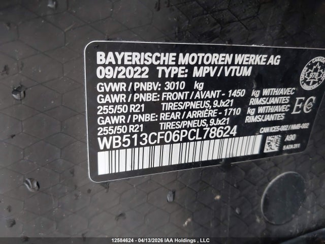 12584624 :رقم المزاد ، WB513CF06PCL78624 vin ، 2023 Bmw Ix Xdrive40 مزاد بيع
