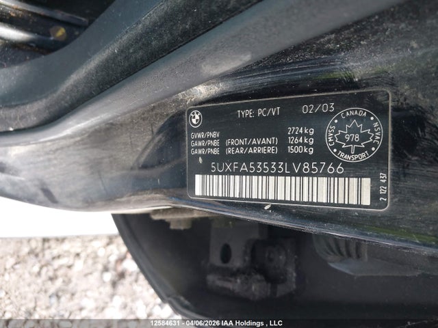 Aukcja sprzedaży 2003 Bmw X5 3.0i, vin: 5UXFA53533LV85766, numer aukcji: 12584631