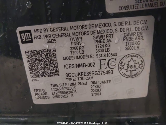 Продажа на аукционе авто 2025 Chevrolet Silverado 1500 4wd Lt Trail Boss, vin: 3GCUKFE89SG375493, номер лота: 12584643