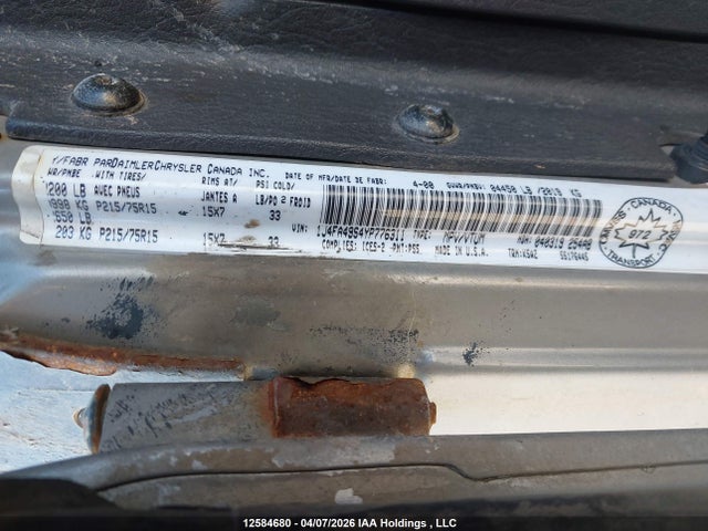 2000 Jeep Tj Sport მანქანა იყიდება აუქციონზე, vin: 1J4FA49S4YP776311, აუქციონის ნომერი: 12584680