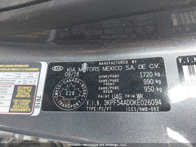 Продаж на аукціоні авто 2019 Kia Forte Ex, vin: 3KPF54AD0KE026094, номер лоту: 12584683