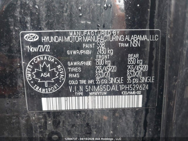 Продажа на аукционе авто 2023 Hyundai Santa Fe Calligraphy, vin: 5NMS5DAL1PH529624, номер лота: 12584737