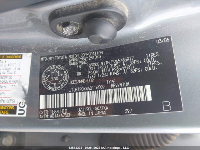 Продажа на аукционе авто 2006 Lexus Gx 470 470, vin: JTJBT20X460116509, номер лота: 12582233