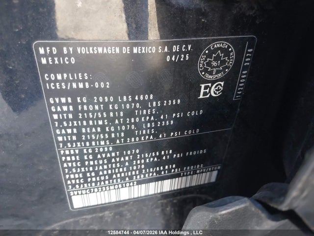Продажа на аукционе авто 2025 Volkswagen Taos Se, vin: 3VVUC7B23SM051042, номер лота: 12584744