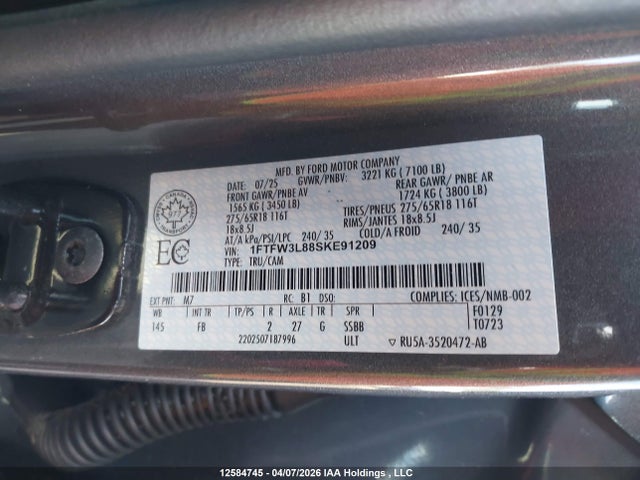 1FTFW3L88SKE91209 Ford F150 Xlt