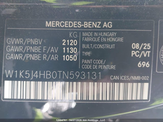 W1K5J4HB0TN593131 Mercedes-Benz CLA 250 4MATIC