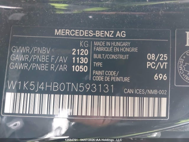 W1K5J4HB0TN593131 Mercedes-Benz CLA 250 4MATIC