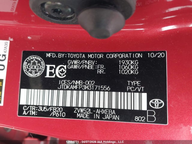 JTDKAMFP3M3171556 Toyota PRIUS PRIME