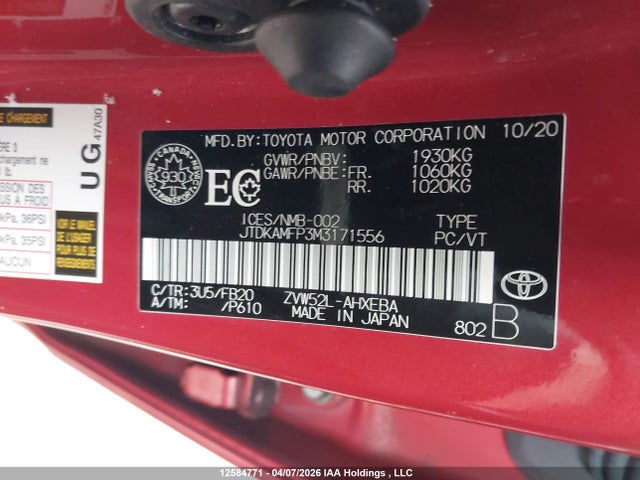 JTDKAMFP3M3171556 Toyota PRIUS PRIME