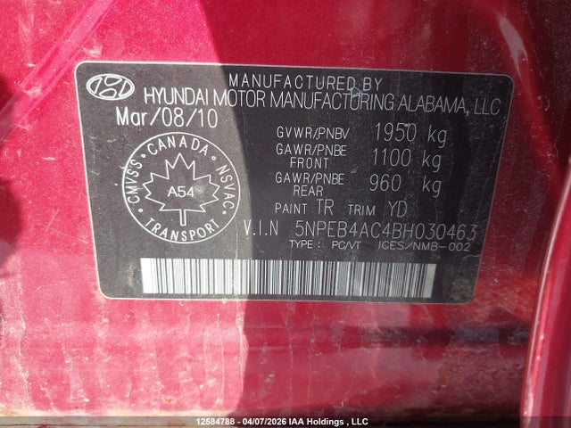 Продаж на аукціоні авто 2011 Hyundai Sonata Gls, vin: 5NPEB4AC4BH030463, номер лоту: 12584788