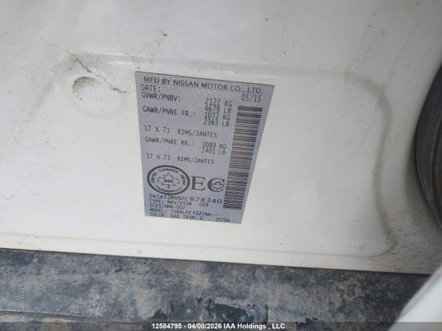 Aukcja sprzedaży 2015 Nissan Rogue S/sl/sv, vin: 5N1AT2MV6FC878340, numer aukcji: 12584795