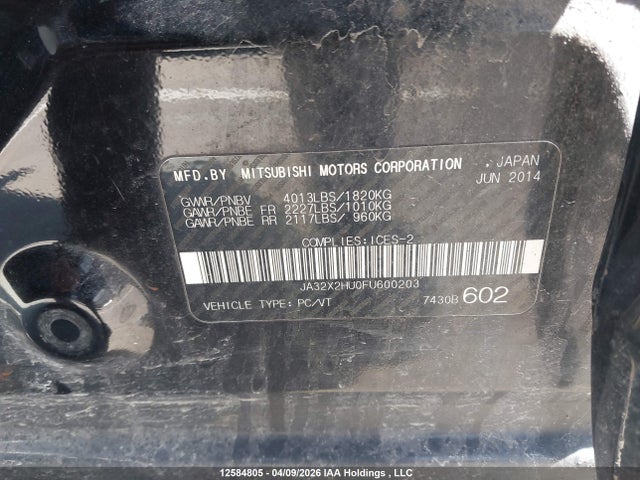 JA32X2HU0FU600203 Mitsubishi Lancer Sportback Se