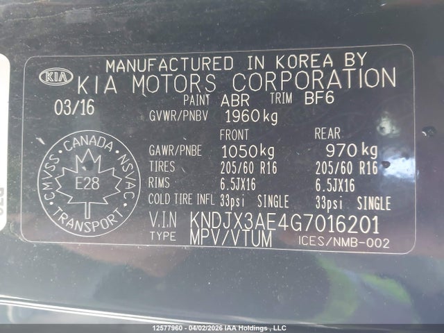 KNDJX3AE4G7016201 KIA Soul Ev Luxury