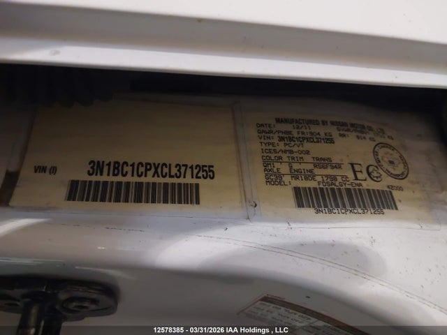 Продажа на аукционе авто 2012 Nissan Versa 1.8 S/1.8 Sl, vin: 3N1BC1CPXCL371255, номер лота: 12578385