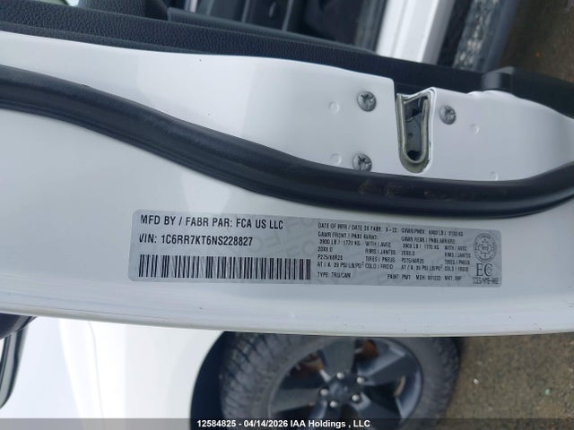 2022 Ram 1500 Classic Tradesman მანქანა იყიდება აუქციონზე, vin: 1C6RR7KT6NS228827, აუქციონის ნომერი: 12584825