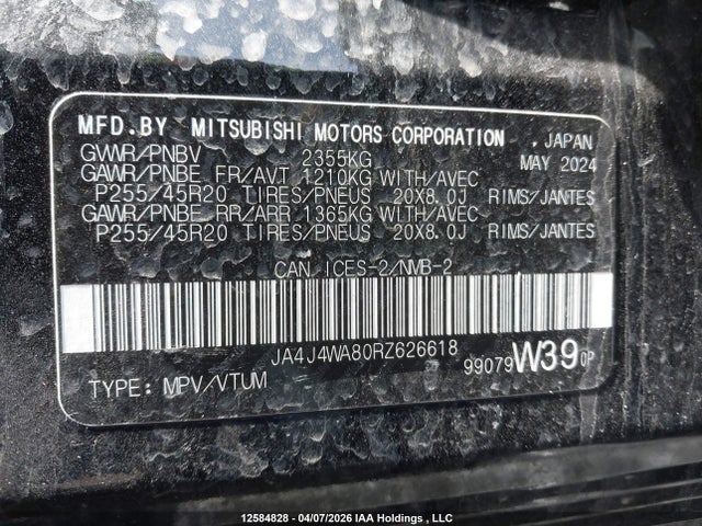 JA4J4WA80RZ626618 Mitsubishi Outlander