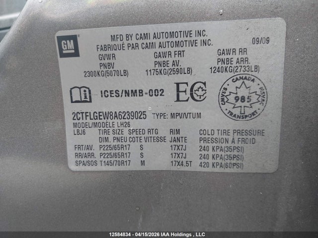Aukcja sprzedaży 2010 Gmc Terrain Slt, vin: 2CTFLGEW8A6239025, numer aukcji: 12584834