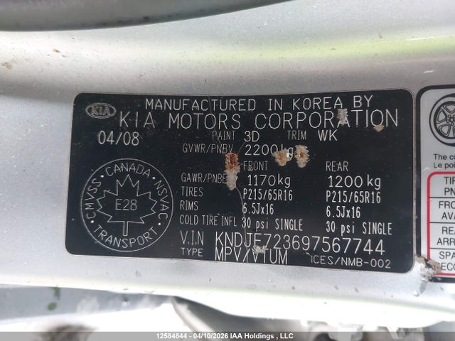 Aukcja sprzedaży 2009 Kia Sportage Lx/ex, vin: KNDJE723697567744, numer aukcji: 12584844