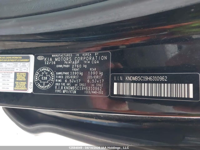 Aukcja sprzedaży 2017 Kia Sedona Lx, vin: KNDMB5C19H6310962, numer aukcji: 12584849