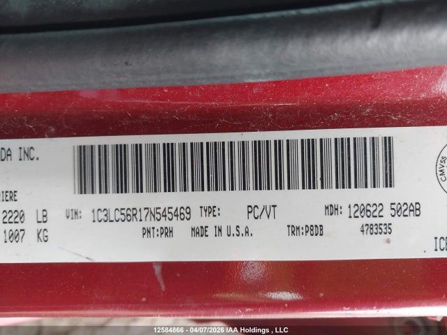 Продажа на аукционе авто 2007 Chrysler Sebring Touring, vin: 1C3LC56R17N545469, номер лота: 12584866