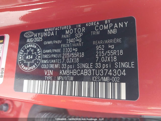 KM8HBCAB3TU374304 Hyundai Kona