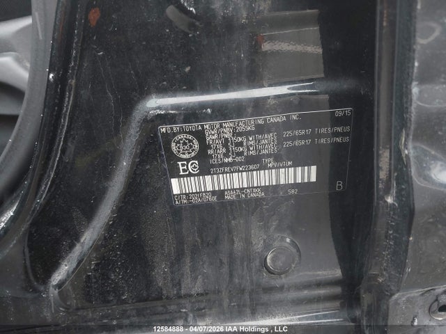 2015 Toyota Rav4 Le მანქანა იყიდება აუქციონზე, vin: 2T3ZFREV7FW223607, აუქციონის ნომერი: 12584888