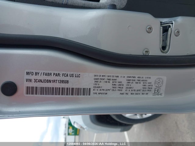 12584893 :رقم المزاد ، 3C4NJDBN1RT139508 vin ، 2024 Jeep Compass Latitude مزاد بيع