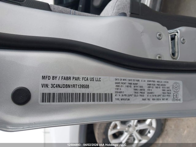 12584893 :رقم المزاد ، 3C4NJDBN1RT139508 vin ، 2024 Jeep Compass Latitude مزاد بيع