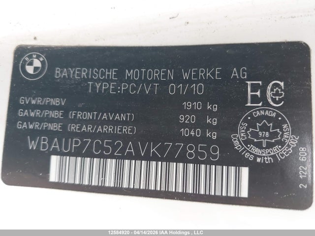 Продаж на аукціоні авто 2010 Bmw 128 I, vin: WBAUP7C52AVK77859, номер лоту: 12584920