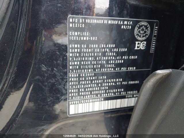 Продажа на аукционе авто 2025 Volkswagen Taos Comfortline, vin: 3VVUC7B28SM060674, номер лота: 12584929