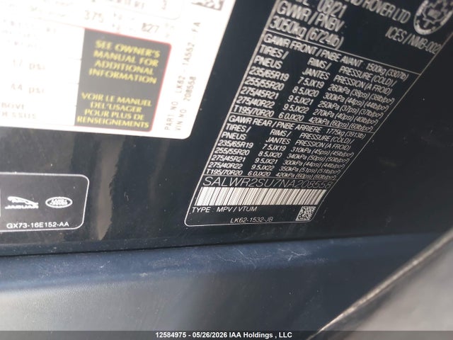 Продаж на аукціоні авто 2022 Land Rover Range Rover Sport Hse Silver Edition, vin: SALWR2SU7NA208558, номер лоту: 12584975