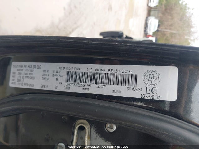 2018 Ram 1500 Slt მანქანა იყიდება აუქციონზე, vin: 1C6RR7TM8JS283510, აუქციონის ნომერი: 12584981