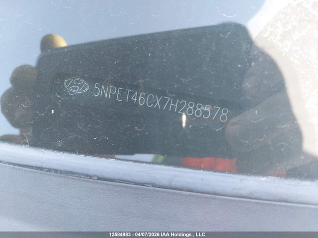 2007 Hyundai Sonata Gl/gls მანქანა იყიდება აუქციონზე, vin: 5NPET46CX7H288578, აუქციონის ნომერი: 12584983