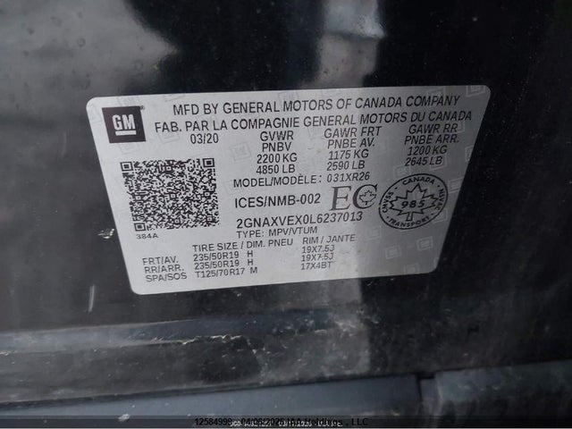 2GNAXVEX0L6237013 Chevrolet EQUINOX LT