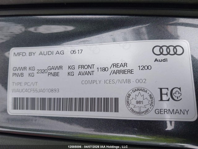 Продаж на аукціоні авто 2018 Audi S5 Prestige, vin: WAUC4CF55JA010893, номер лоту: 12585006