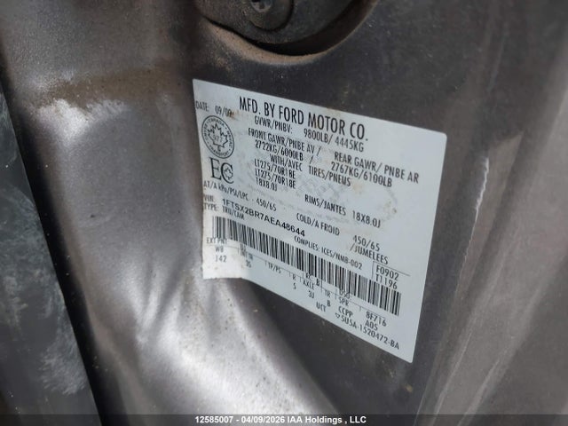 12585007 :رقم المزاد ، 1FTSX2BR7AEA48644 vin ، 2010 Ford F-250 Lariat/xl/xlt مزاد بيع