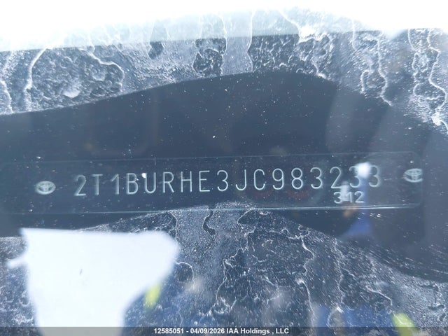 Продажа на аукционе авто 2018 Toyota Corolla L/le/xle/se/xse, vin: 2T1BURHE3JC983233, номер лота: 12585051