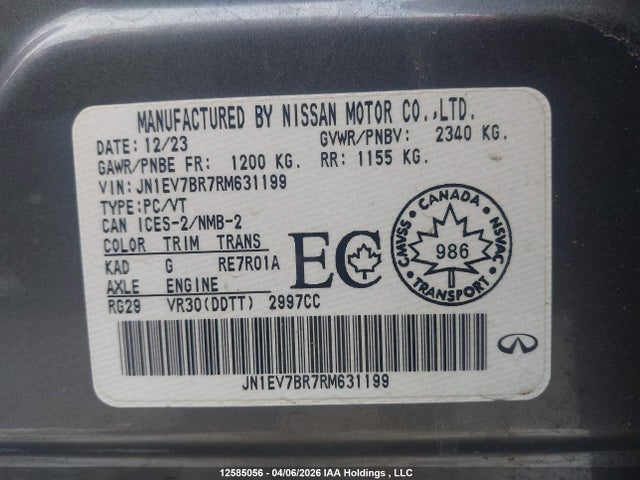 2024 Infiniti Q50 Luxe მანქანა იყიდება აუქციონზე, vin: JN1EV7BR7RM631199, აუქციონის ნომერი: 12585056