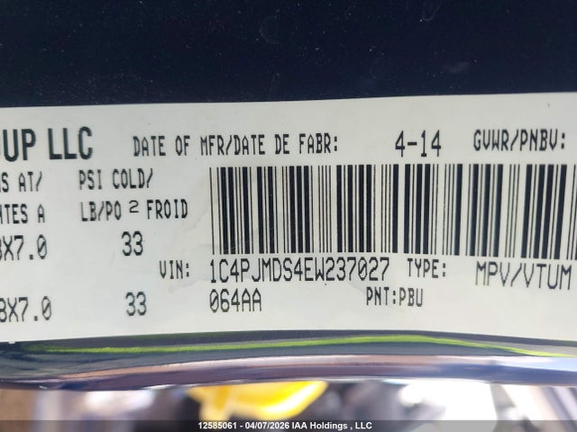 1C4PJMDS4EW237027 Jeep Cherokee Limited
