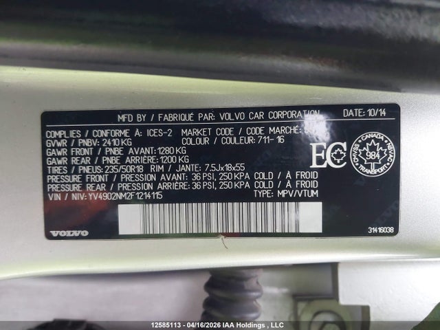 YV4902NM2F1214115 Volvo Xc70 T6/platinum