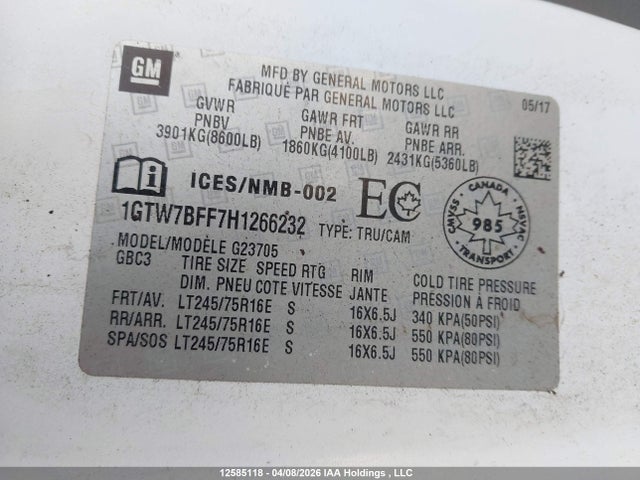1GTW7BFF7H1266232 GMC Savana G2500
