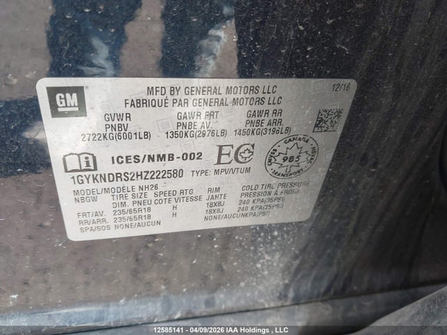 1GYKNDRS2HZ222580 Cadillac XT5