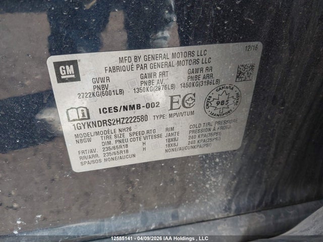1GYKNDRS2HZ222580 Cadillac XT5
