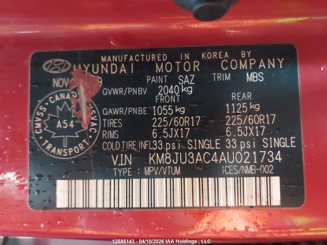 Продаж на аукціоні авто 2010 Hyundai Tucson, vin: KM8JU3AC4AU021734, номер лоту: 12585143