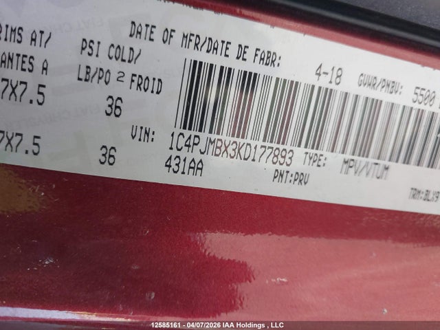 1C4PJMBX3KD177893 Jeep Cherokee Trailhawk