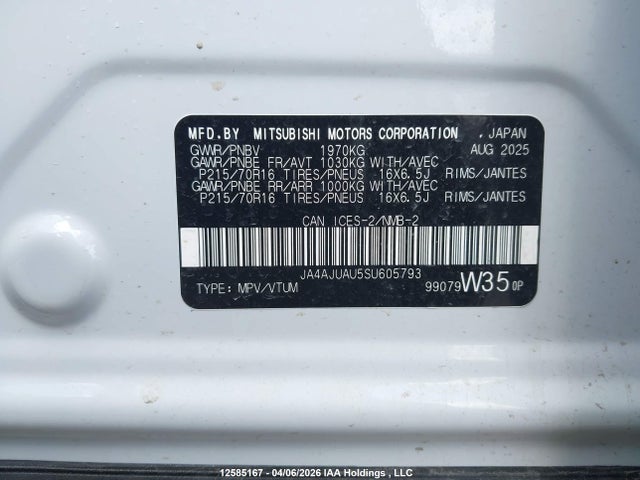 JA4AJUAU5SU605793 Mitsubishi RVR ES