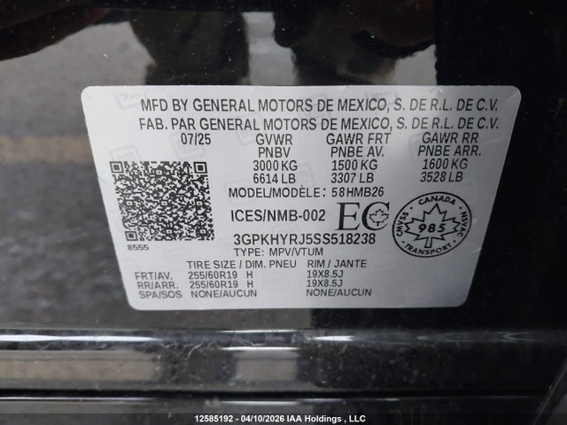 Aukcja sprzedaży 2025 Honda Prologue Ex-l, vin: 3GPKHYRJ5SS518238, numer aukcji: 12585192