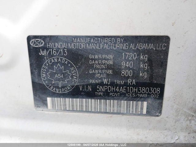 Продажа на аукционе авто 2013 Hyundai Elantra, vin: 5NPDH4AE1DH380308, номер лота: 12585199