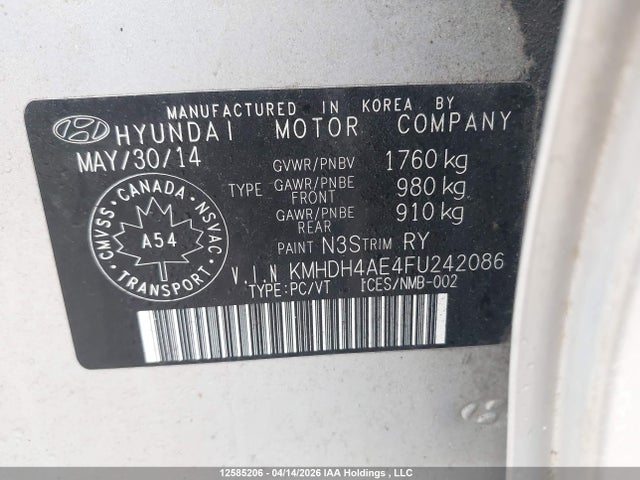 Aukcja sprzedaży 2015 Hyundai Elantra, vin: KMHDH4AE4FU242086, numer aukcji: 12585206
